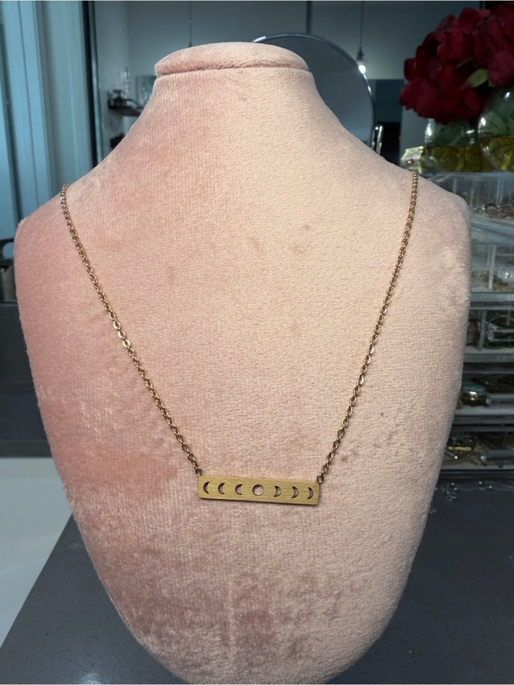 Rose Gold plated Moon Phase Bar Necklace - Women Jewelry